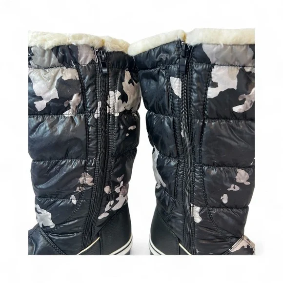GlobalWin Women's Black & Gray Camouflage Snow Boots • Faux Fur Lining •Size 8.5 - Picture 6 of 16